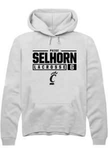 Paige Selhorn Rally Mens White Cincinnati Bearcats NIL Stacked Box Hooded Sweatshirt