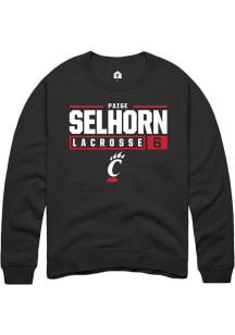 Paige Selhorn Rally Mens Black Cincinnati Bearcats NIL Stacked Box Crew Sweatshirt