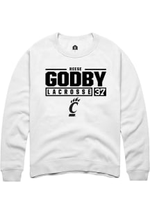 Reese Godby Rally Mens White Cincinnati Bearcats NIL Stacked Box Crew Sweatshirt