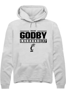 Reese Godby Rally Mens White Cincinnati Bearcats NIL Stacked Box Hooded Sweatshirt