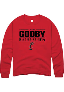 Reese Godby Rally Mens Red Cincinnati Bearcats NIL Stacked Box Crew Sweatshirt