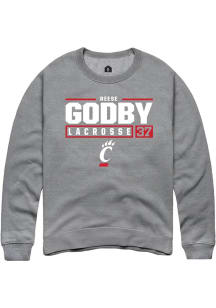 Reese Godby Rally Mens Graphite Cincinnati Bearcats NIL Stacked Box Crew Sweatshirt