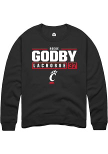 Reese Godby Rally Mens Black Cincinnati Bearcats NIL Stacked Box Crew Sweatshirt