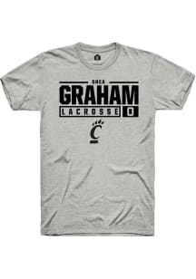 Shea Graham Ash Cincinnati Bearcats NIL Stacked Box Short Sleeve T Shirt