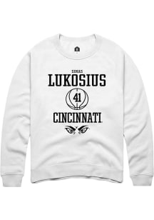 Simas Lukosius Rally Mens White Cincinnati Bearcats NIL Sport Icon Crew Sweatshirt