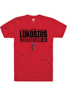 Simas Lukosius Red Cincinnati Bearcats NIL Stacked Box Short Sleeve T Shirt