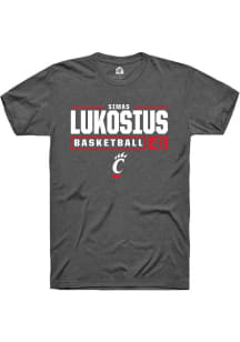 Simas Lukosius Dark Grey Cincinnati Bearcats NIL Stacked Box Short Sleeve T Shirt