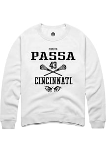 Sophia Passa Rally Mens White Cincinnati Bearcats NIL Sport Icon Crew Sweatshirt