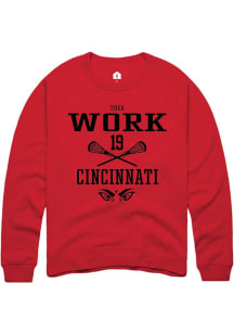 Thea Work Rally Mens Red Cincinnati Bearcats NIL Sport Icon Crew Sweatshirt