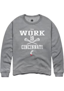 Thea Work Rally Mens Graphite Cincinnati Bearcats NIL Sport Icon Crew Sweatshirt