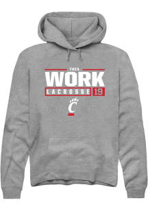 Thea Work Rally Mens Graphite Cincinnati Bearcats NIL Stacked Box Hooded Sweatshirt