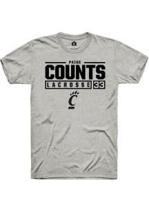 Veronica Counts Ash Cincinnati Bearcats NIL Stacked Box Short Sleeve T Shirt