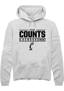 Veronica Counts Rally Mens White Cincinnati Bearcats NIL Stacked Box Hooded Sweatshirt