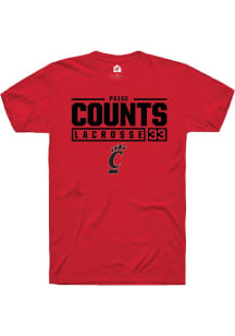 Veronica Counts Red Cincinnati Bearcats NIL Stacked Box Short Sleeve T Shirt