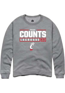 Veronica Counts Rally Mens Graphite Cincinnati Bearcats NIL Stacked Box Crew Sweatshirt