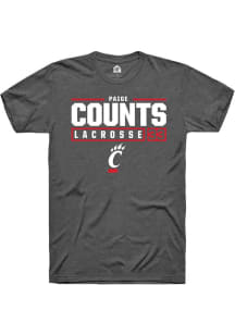 Veronica Counts Dark Grey Cincinnati Bearcats NIL Stacked Box Short Sleeve T Shirt