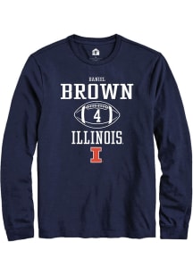 Daniel Brown Rally Mens Navy Blue Illinois Fighting Illini NIL Sport Icon Tee