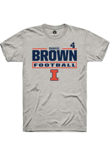Daniel Brown Ash Illinois Fighting Illini NIL Stacked Box Short Sleeve T Shirt