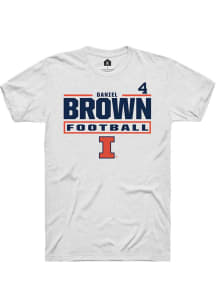 Daniel Brown White Illinois Fighting Illini NIL Stacked Box Short Sleeve T Shirt