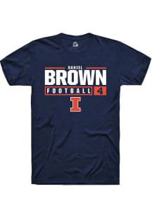 Daniel Brown Navy Blue Illinois Fighting Illini NIL Stacked Box Short Sleeve T Shirt