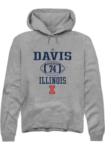Jc Davis Rally Mens Graphite Illinois Fighting Illini NIL Sport Icon Hooded Sweatshirt