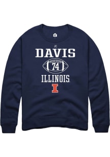 Jc Davis Rally Mens Navy Blue Illinois Fighting Illini NIL Sport Icon Crew Sweatshirt