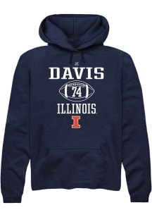 Jc Davis Rally Mens Navy Blue Illinois Fighting Illini NIL Sport Icon Hooded Sweatshirt