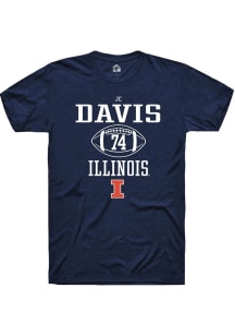 Jc Davis Navy Blue Illinois Fighting Illini NIL Sport Icon Short Sleeve T Shirt