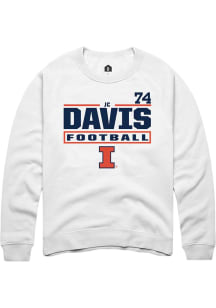 Jc Davis Rally Mens White Illinois Fighting Illini NIL Stacked Box Crew Sweatshirt