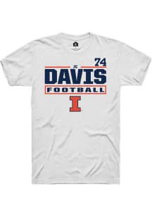 Jc Davis White Illinois Fighting Illini NIL Stacked Box Short Sleeve T Shirt