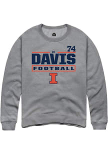 Jc Davis Rally Mens Graphite Illinois Fighting Illini NIL Stacked Box Crew Sweatshirt