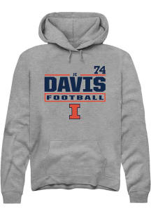 Jc Davis Rally Mens Graphite Illinois Fighting Illini NIL Stacked Box Hooded Sweatshirt