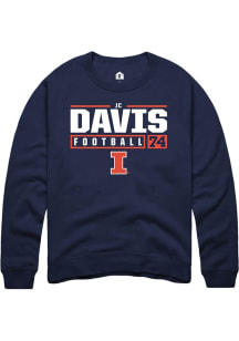 Jc Davis Rally Mens Navy Blue Illinois Fighting Illini NIL Stacked Box Crew Sweatshirt
