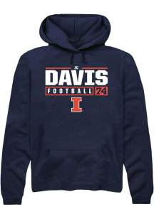 Jc Davis Rally Mens Navy Blue Illinois Fighting Illini NIL Stacked Box Hooded Sweatshirt