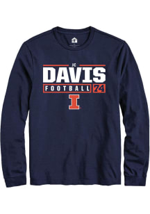 Jc Davis Rally Mens Navy Blue Illinois Fighting Illini NIL Stacked Box Tee