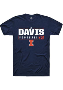 Jc Davis Navy Blue Illinois Fighting Illini NIL Stacked Box Short Sleeve T Shirt