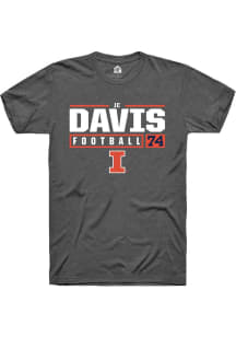 Jc Davis Dark Grey Illinois Fighting Illini NIL Stacked Box Short Sleeve T Shirt