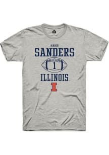 Mario Sanders Ash Illinois Fighting Illini NIL Sport Icon Short Sleeve T Shirt