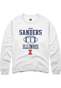 Mario Sanders Rally Mens White Illinois Fighting Illini NIL Sport Icon Crew Sweatshirt