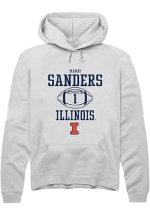 Mario Sanders Rally Mens White Illinois Fighting Illini NIL Sport Icon Hooded Sweatshirt