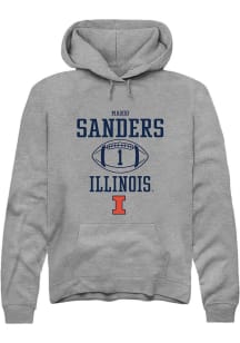 Mario Sanders Rally Mens Graphite Illinois Fighting Illini NIL Sport Icon Hooded Sweatshirt