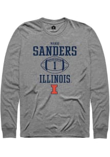 Mario Sanders Rally Mens Graphite Illinois Fighting Illini NIL Sport Icon Tee