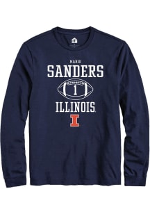 Mario Sanders Rally Mens Navy Blue Illinois Fighting Illini NIL Sport Icon Tee