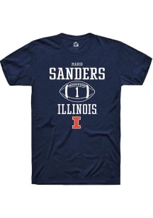 Mario Sanders Navy Blue Illinois Fighting Illini NIL Sport Icon Short Sleeve T Shirt
