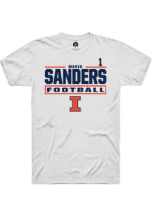 Mario Sanders White Illinois Fighting Illini NIL Stacked Box Short Sleeve T Shirt