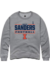 Mario Sanders Rally Mens Graphite Illinois Fighting Illini NIL Stacked Box Crew Sweatshirt