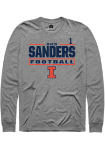 Mario Sanders Rally Mens Graphite Illinois Fighting Illini NIL Stacked Box Tee