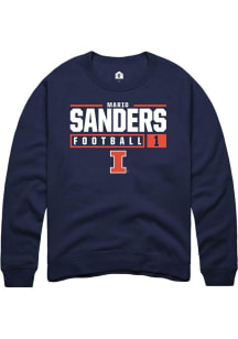 Mario Sanders Rally Mens Navy Blue Illinois Fighting Illini NIL Stacked Box Crew Sweatshirt