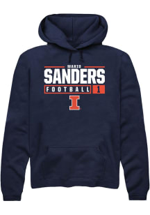 Mario Sanders Rally Mens Navy Blue Illinois Fighting Illini NIL Stacked Box Hooded Sweatshirt