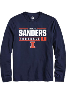 Mario Sanders Rally Mens Navy Blue Illinois Fighting Illini NIL Stacked Box Tee